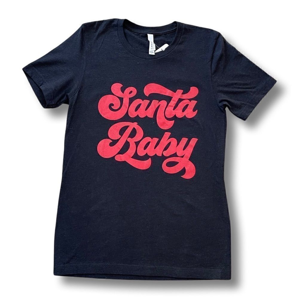 Santa Baby Graphic Black with Red T-Shirt Size Small